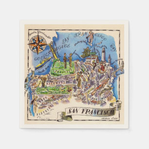 Serviette En Papier Carte de San Francisco Liozu