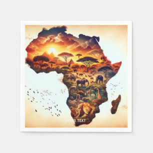 Serviette En Papier Carte des animaux d'Imaginaire Afrique