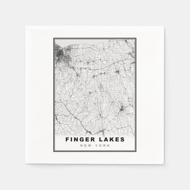 Serviette En Papier Carte des lacs du doigt (Devant)