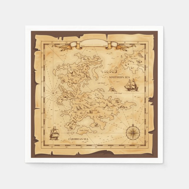Serviette En Papier Carte des trésors de pirates (Devant)