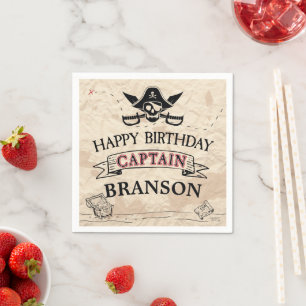 Serviette En Papier Carte des trésors de pirates vintages Joyeux anniv