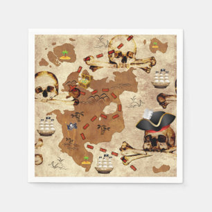 Serviette En Papier Carte des trésors du crâne et des os croisés