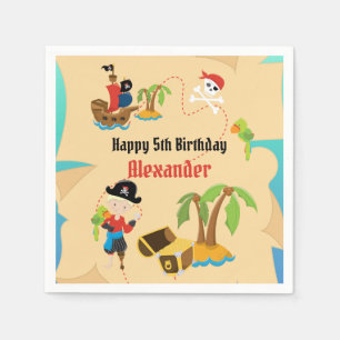 Serviette En Papier Carte des trésors Personnalisé Garçon Pirate fête 