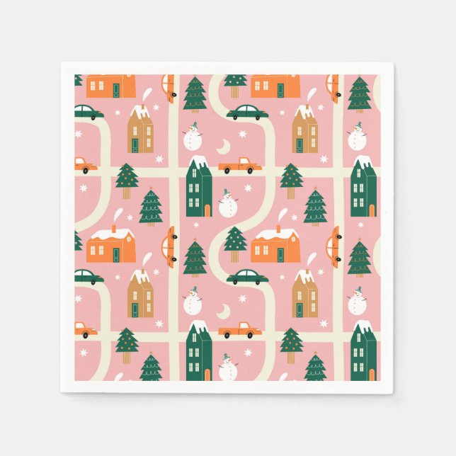 Serviette En Papier Carte des vacances de Noël Motif (Devant)