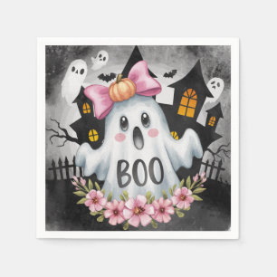 Serviette En Papier Carte d'Halloween avec un fantôme A kawaii