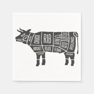 Serviette En Papier Carte du boucher de vache