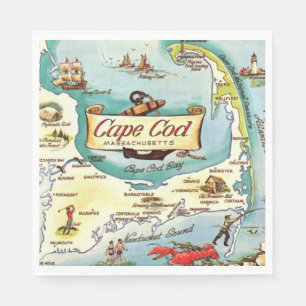 Serviette En Papier Carte du Cap Cod MA