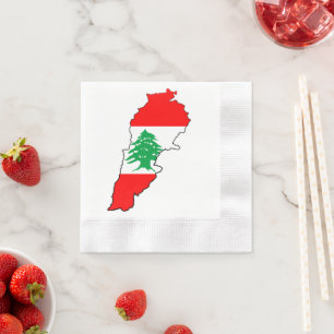 Serviette En Papier Carte du Liban avec drapeau