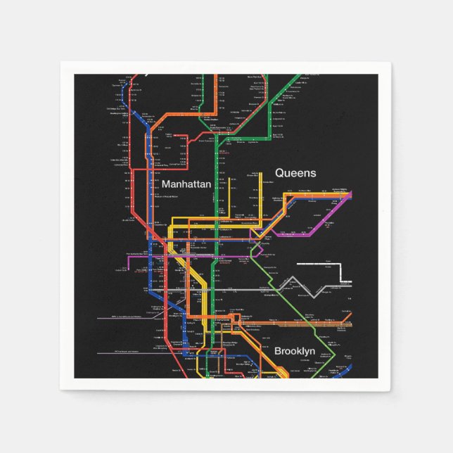 Serviette En Papier Carte du métro NY-City (Devant)