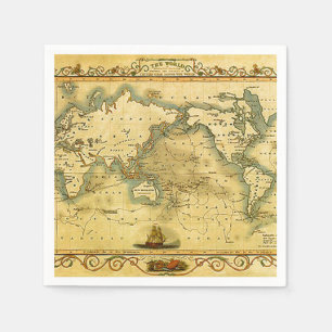 Serviette En Papier Carte du monde antique