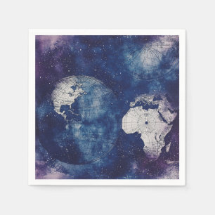 Serviette En Papier Carte du monde céleste vintage (2)