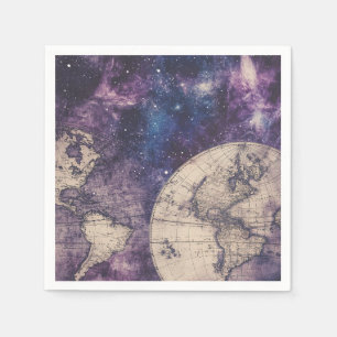 Serviette En Papier Carte du monde céleste vintage (3)