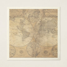 Carte du monde vintage Baby shower Collection Napk