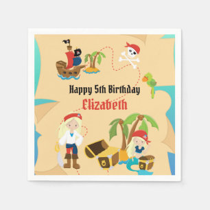 Serviette En Papier Carte du trésor personnalisée Fille Pirate fête d'