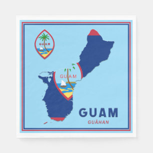 Serviette En Papier Carte et sceau du drapeau de Guam