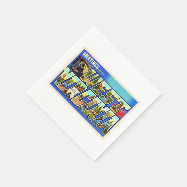 Serviette En Papier Carte postale à grande lettre WV State of West Vir (Coin)