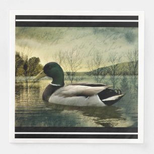 Serviette En Papier Carte postale Patinée vintage Mallard Duck Dinn