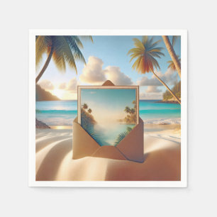 Serviette En Papier Carte Postale Tropical Island En Enveloppe