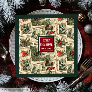 Serviette En Papier Carte postale vintage aquarelle serviettes de Noël