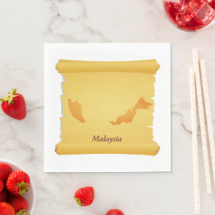 Serviette En Papier Carte vintage de Malaisie en rouleau pour les voya