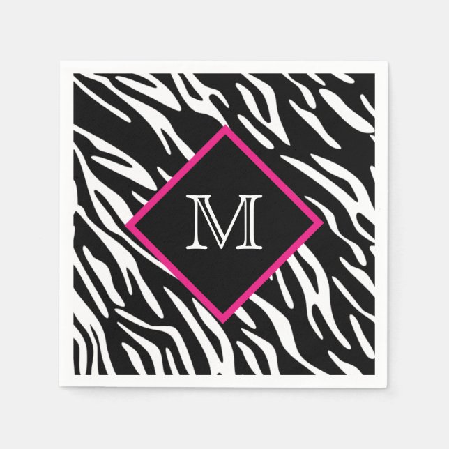 Serviette En Papier Carte Zebra Print Monogram (Devant)