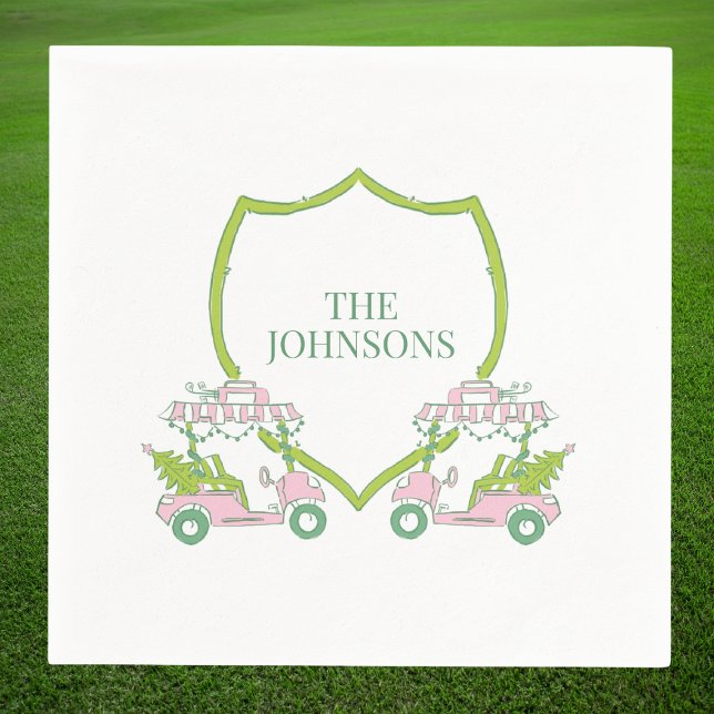Serviette En Papier Cartes de golf roses de Noël personnalisées Green  (Créateur téléchargé)