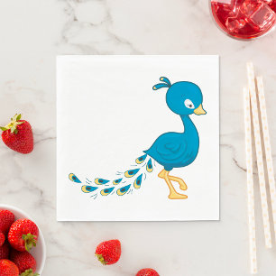 Serviette En Papier Carton bleu paon Oiseau