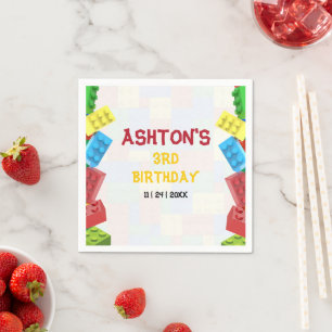 Serviette En Papier Carton d'invitation d'anniversaire Blocs de Constr