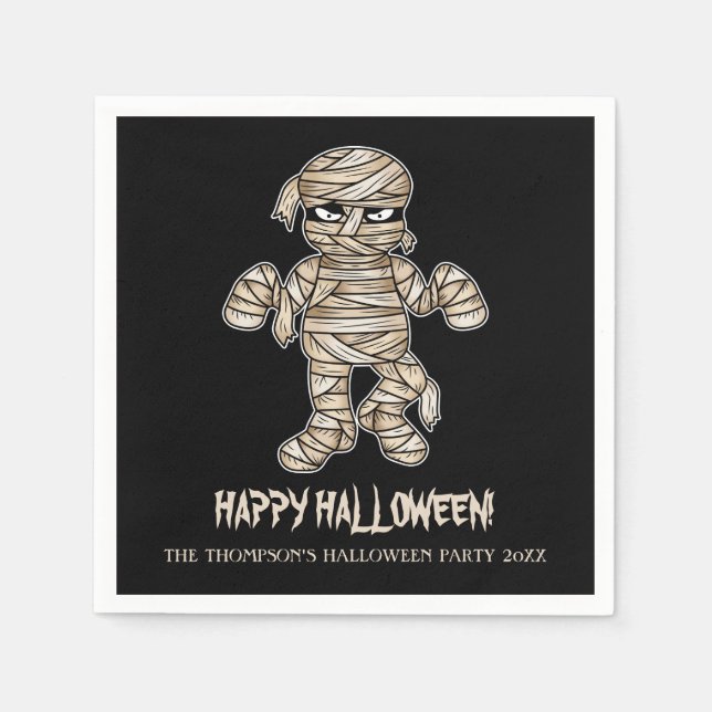 Serviette En Papier Cartoon Mummy Personnalisable Halloween Texte de l (Devant)