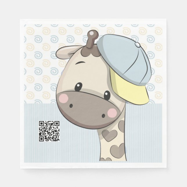 Serviette En Papier Cartoon personnalisé bébé garçon Giraffe Papier se (Devant)