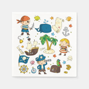 Serviette En Papier Cartoon Pirates Island Navire Anniversaire de enfa
