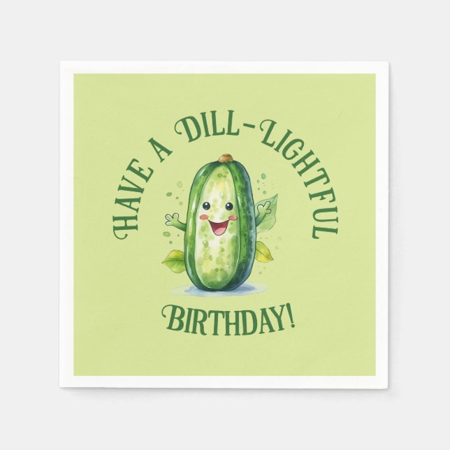 Serviette En Papier Cartoon vert mignon Picket Anniversaire (Devant)