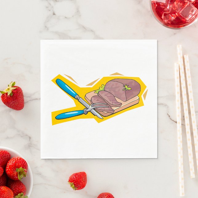 Serviette En Papier Carving Roast Beef with Fork and Knife (Créateur téléchargé)