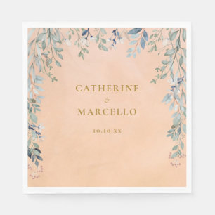 Serviette En Papier Cascade de fleurs vertes Mariage rustique