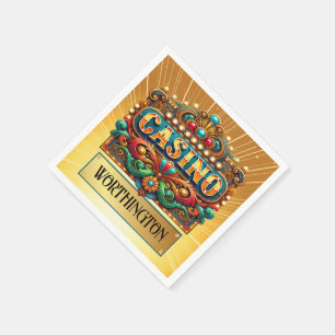 SERVIETTE EN PAPIER CASINO. CARTES. BINGO