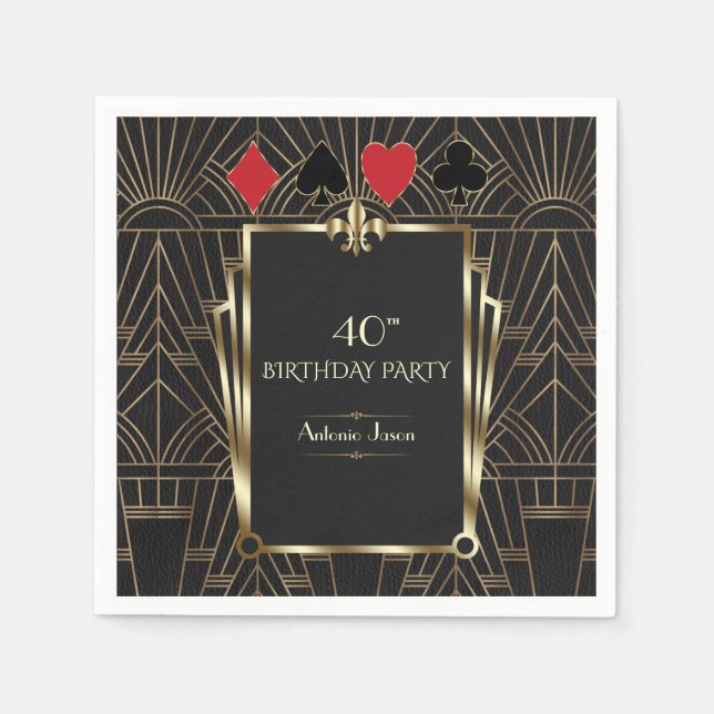 Serviette En Papier Casino Royale Poker 40e fête d'anniversaire (Devant)