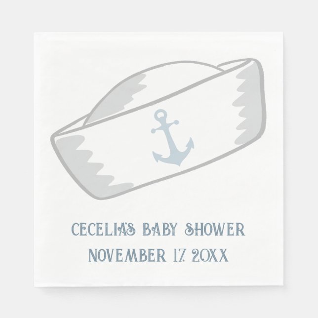 Serviette En Papier Casquette de mer Boy Baby shower nautique (Devant)