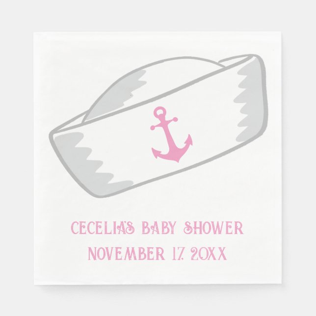 Serviette En Papier Casquette de voile fille Baby shower nautique (Devant)