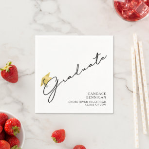Serviette En Papier Casquette d'or Faux Moderne Script