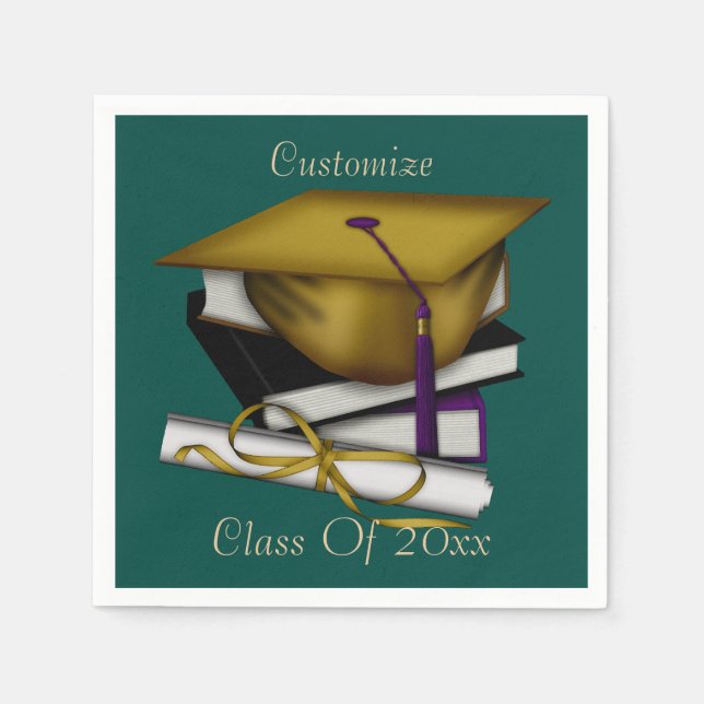 Serviette En Papier Casquette et diplôme de la réunion de classe 4 (Devant)