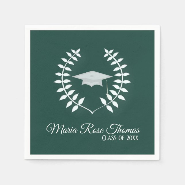 Serviette En Papier Casquette et Feuilles en papier gris foncé (Devant)