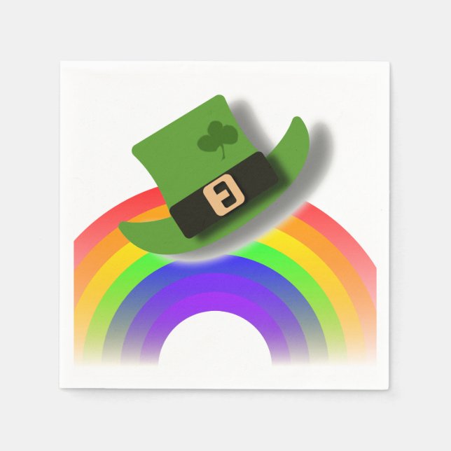 Serviette En Papier Casquette Jour de la Saint Patrick et arc-en-ciel (Devant)