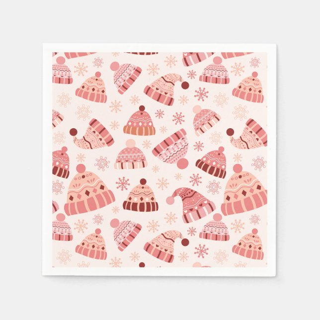 Serviette En Papier Casquettes d'hiver et Mittens (Devant)
