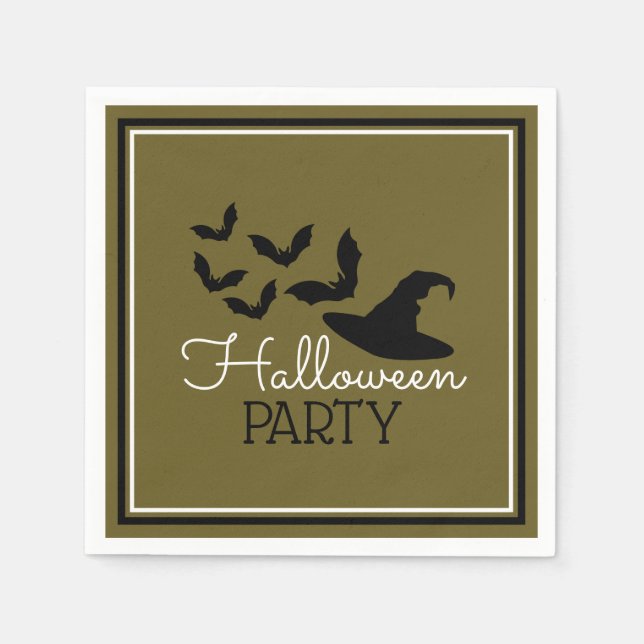 Serviette En Papier Casquettes et chauves-souris, fête d'Halloween (Devant)