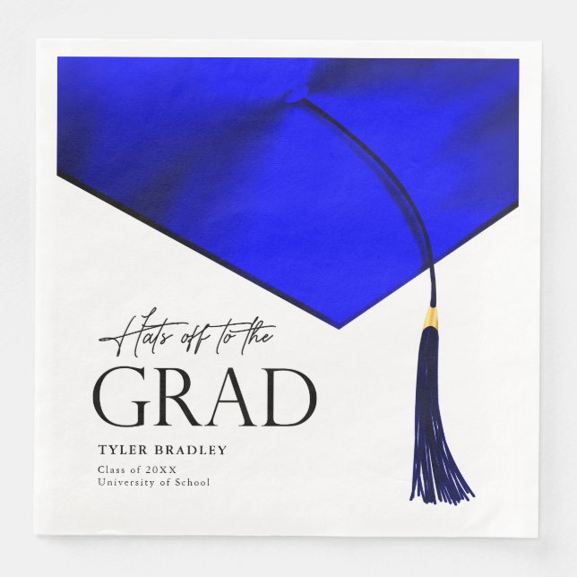 Serviette En Papier Casquettes Partir À Grad Blue & Gold Mens Graduati (Devant)