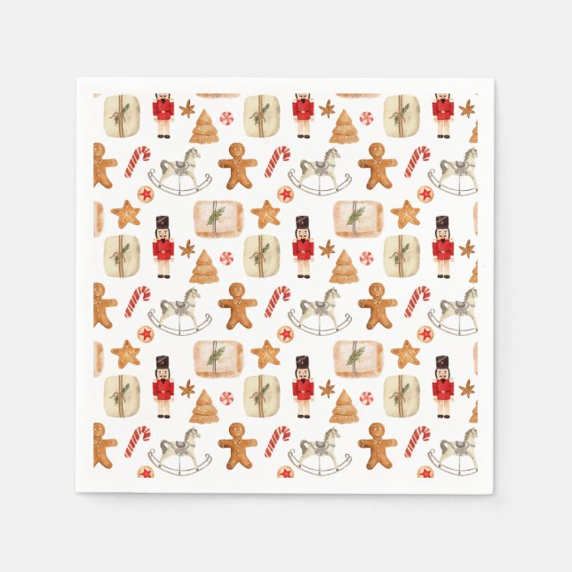 Serviette En Papier Casse-noisette Festif de Noël Cookie Candycane (Devant)