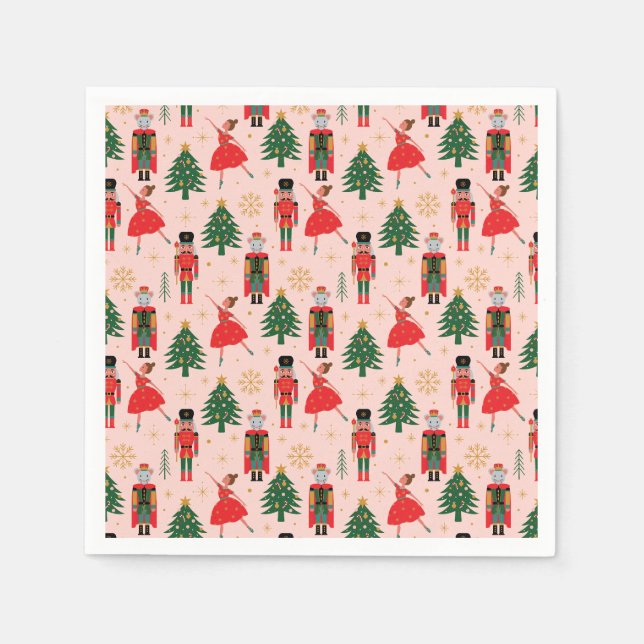 Serviette En Papier Casse-noix et Ballerina Jolie rose Noël (Devant)