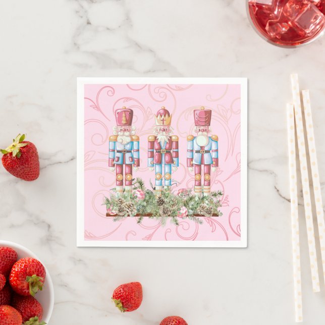 Serviette En Papier Casse-noix rose Trio Papier Napkin (En situation)