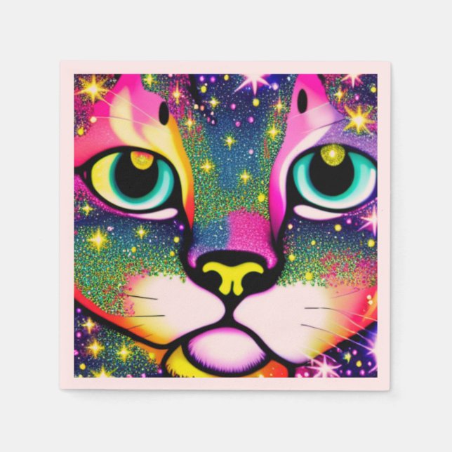 Serviette En Papier Cat Face Close Pop Art (Devant)