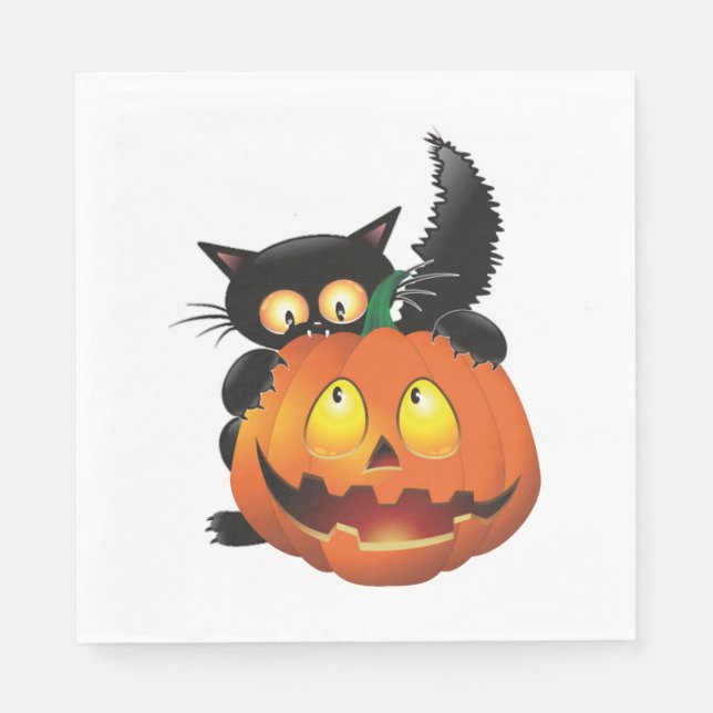 SERVIETTE EN PAPIER CAT HALLOWEEN (Devant)